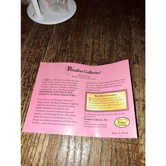 Paradise Galleries Jenny Musical Porcelain Doll Patricia Rose 16" Country Girl - Picture 8 of 10